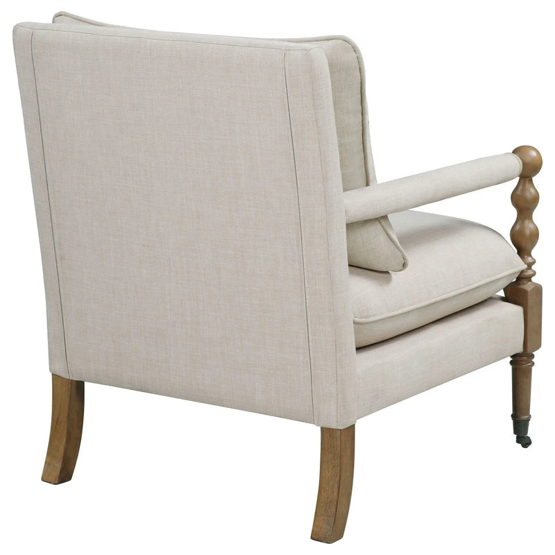 Accent Chair With Turned Legs - Beige by HouseOfZazla