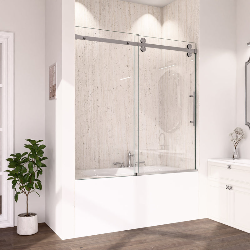 56-60"W x 60"H Frameless Sliding Tub Shower Door Enclosure by HouseOfZazla