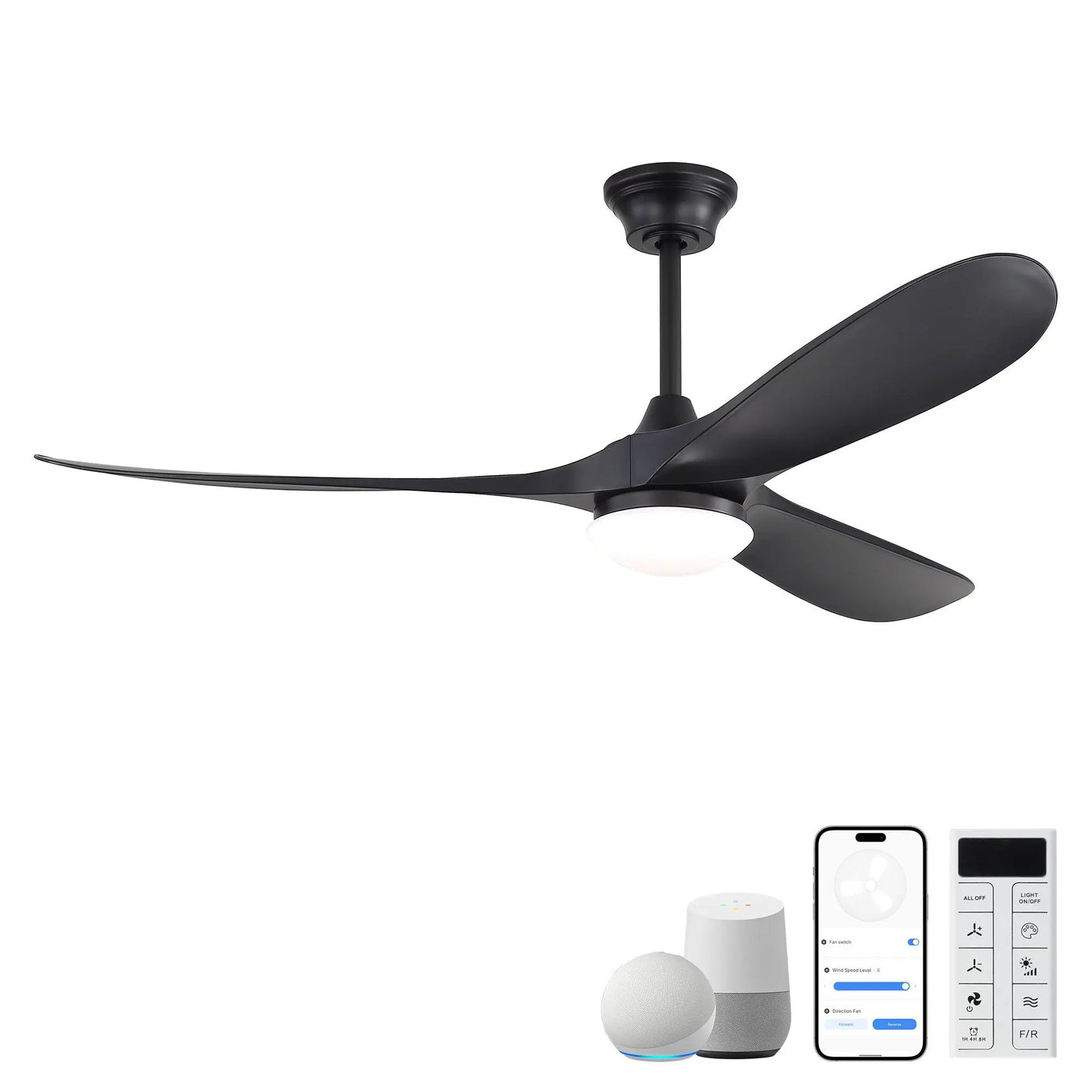 Smart Ceiling Fan With Lights, 3 Blades, Reversible Quiet DC Motor For Indoor by Unique Piece Furniture
