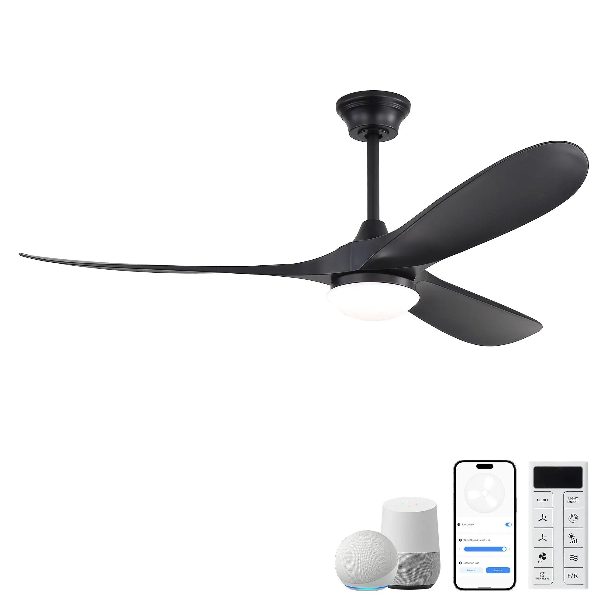 Smart Ceiling Fan With Lights, 3 Blades, Reversible Quiet DC Motor For Indoor by Unique Piece Furniture