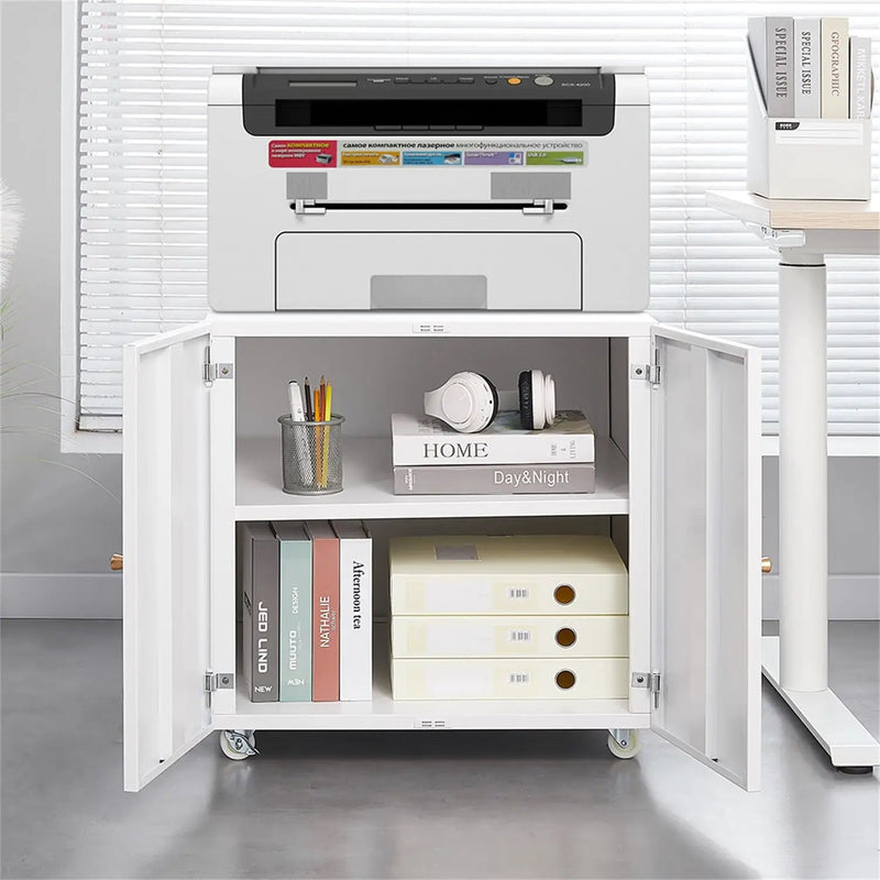 Office Furniture Copier Cabinet 2 Door Steel Copier Stand Mobile Pedestal File Printer Stand by HouseOfZazla