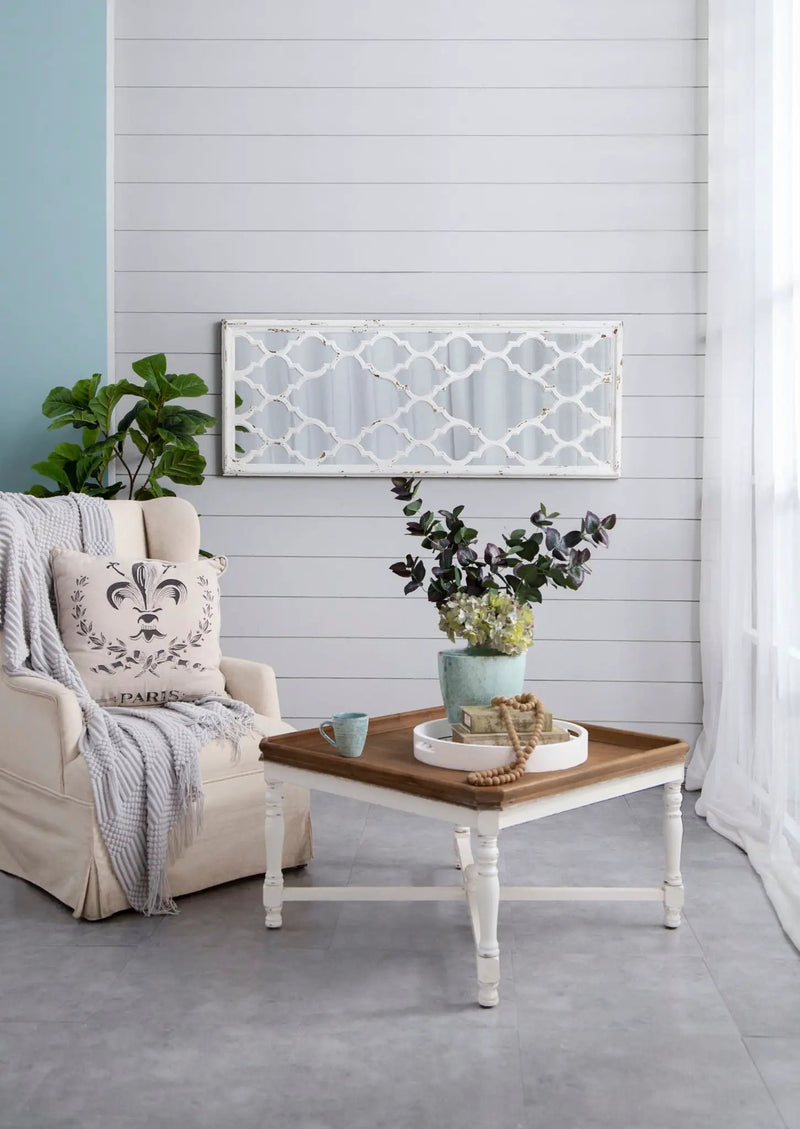 Distressed Floor Mirror, Full Body Mirror For Bathroom Bedroom Living Room - White by Unique Piece Furniture