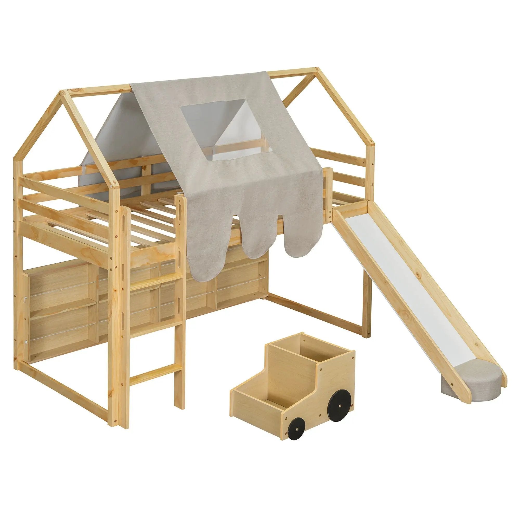 Loft Bed With House Shaped Frame And Tent by HouseOfZazla