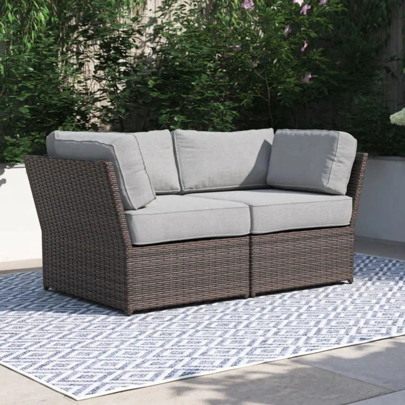 Outdoor Wicker Loveseat With Cushions Patio Seating Wicker - Brown by Unique Piece Furniture