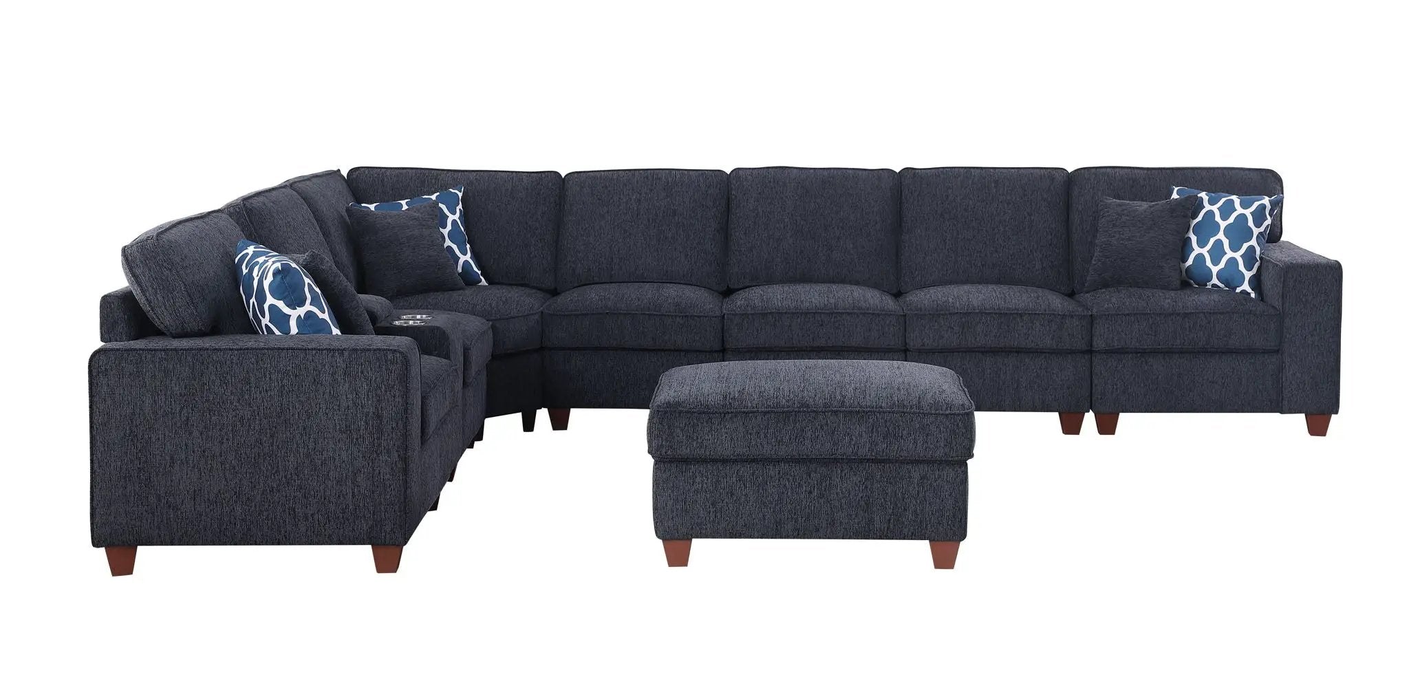 Lily - Sectional Sofa With Ottoman - Black by Unique Piece Furniture
