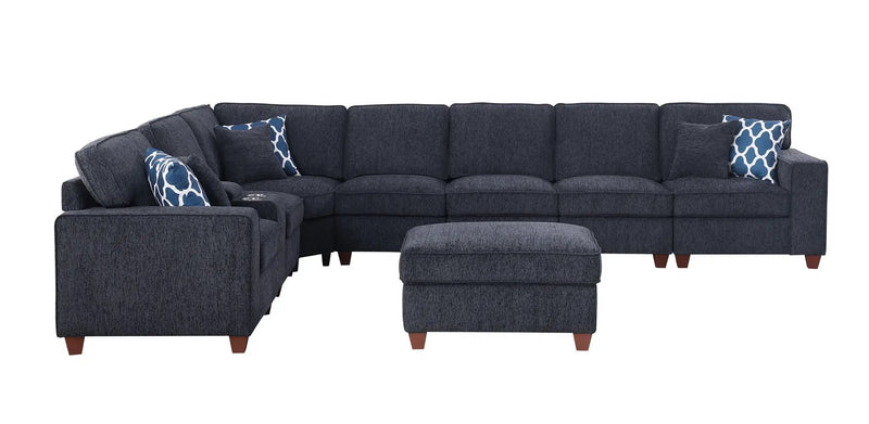 Lily - Sectional Sofa With Ottoman - Black by Unique Piece Furniture
