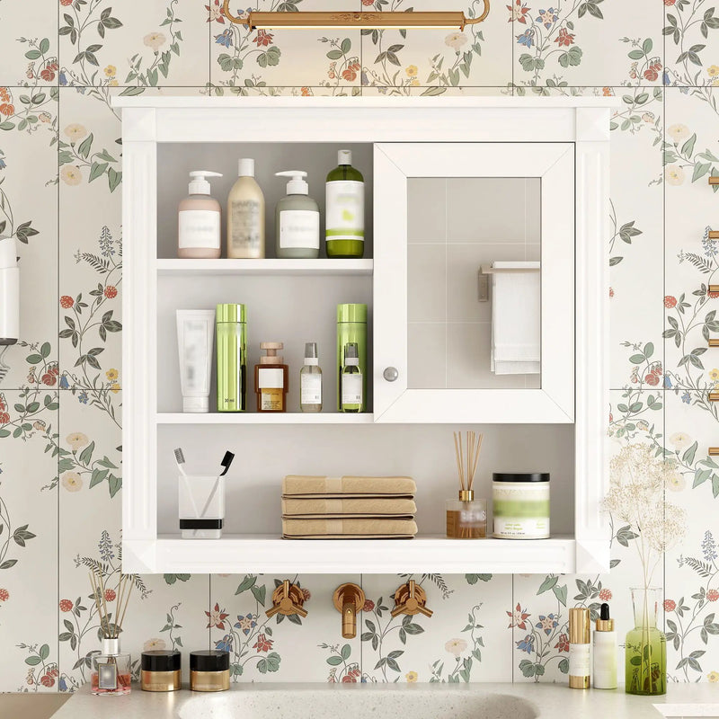 Wall-Mounted Bathroom Cabinet With Mirror And Adjustable Shelves by Unique Piece Furniture