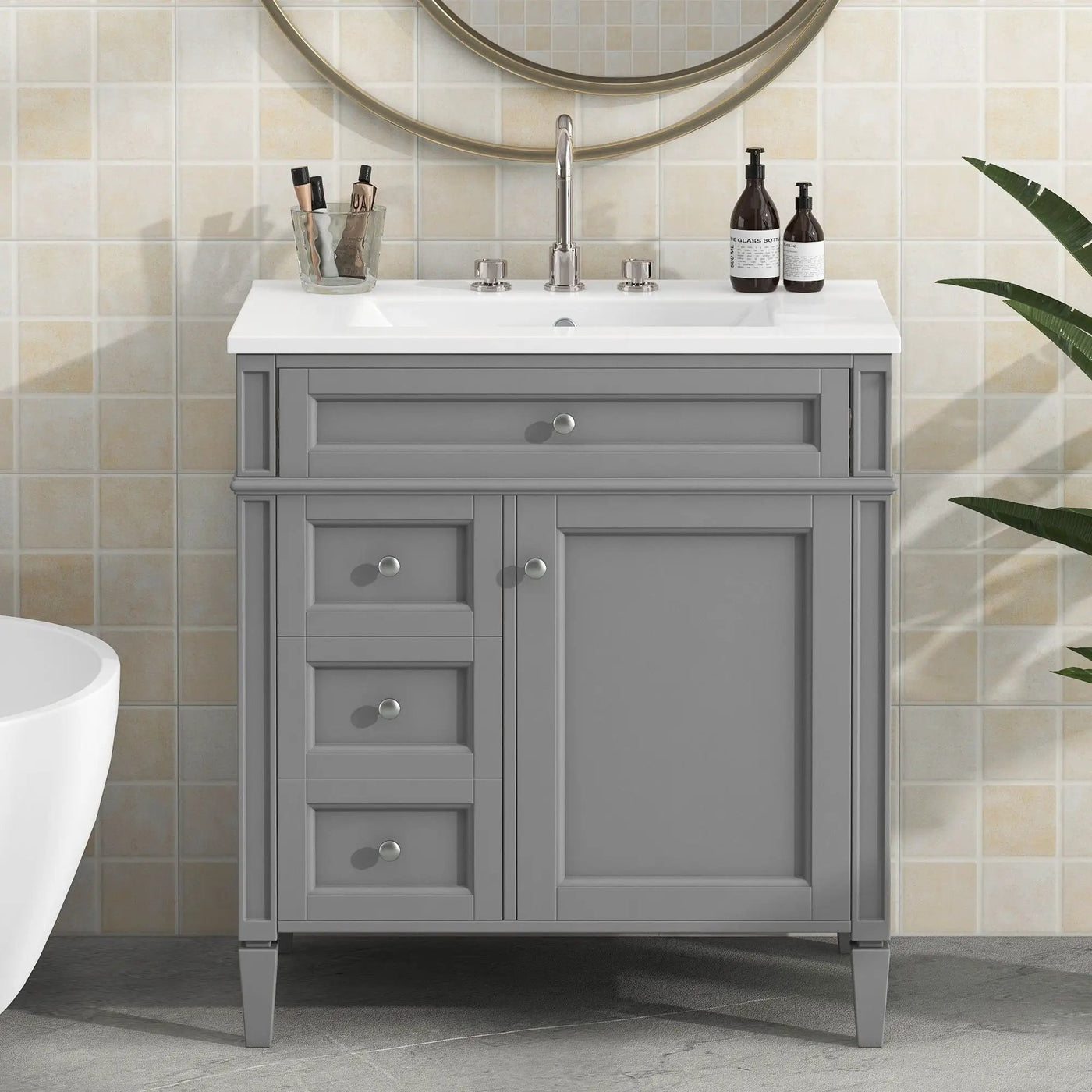Bathroom Vanity With Top Sink, Storage Cabinet With 2 Drawers, Tip Out Drawer by HouseOfZazla