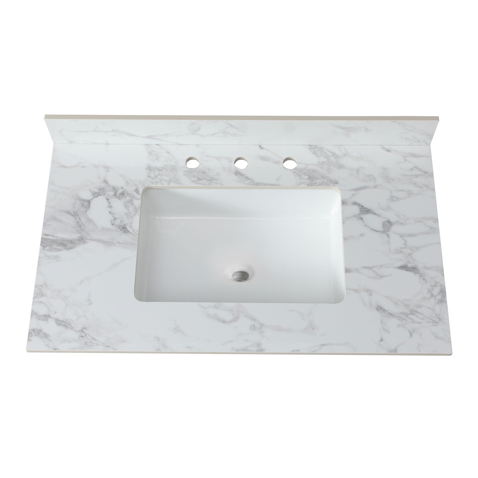 Elegant Sintered Stone Bathroom Vanity Top With Rectangular Undermount Ceramic Sink by HouseOfZazla