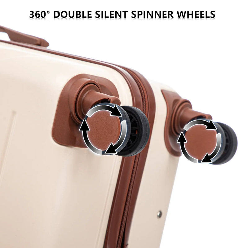 3-Piece ABS Spinner Wheel Luggage Set 20"/24"/28" Beige by HouseOfZazla
