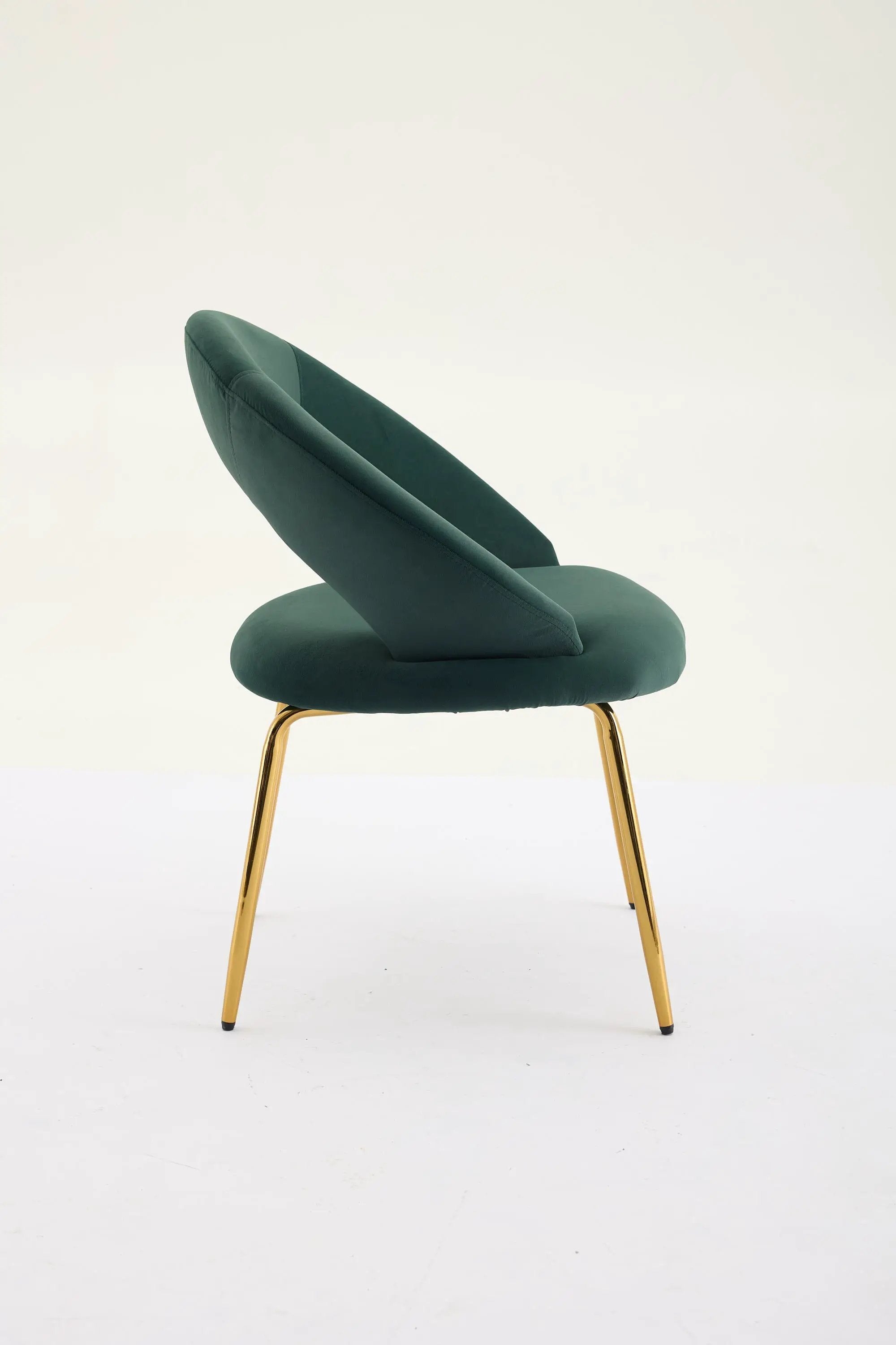 Velvet Fabric Dining Chair with Curved Backrest and Golden Metal Legs by HouseOfZazla