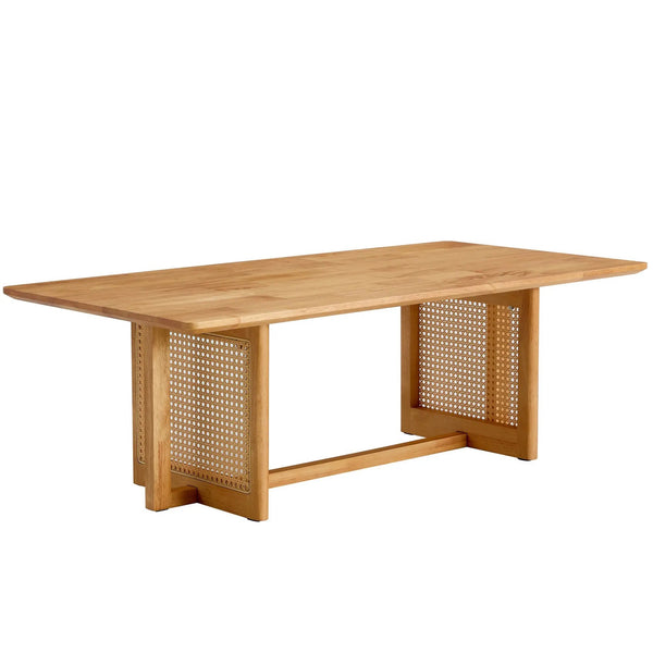 Natural Rubber Wood and Solid Wood Minimalist Coffee Table