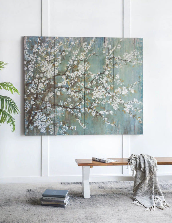 Saison Cherry Blossom Canvas Print, Wall Decor For Living Room (Set of 4) - Multicolor
