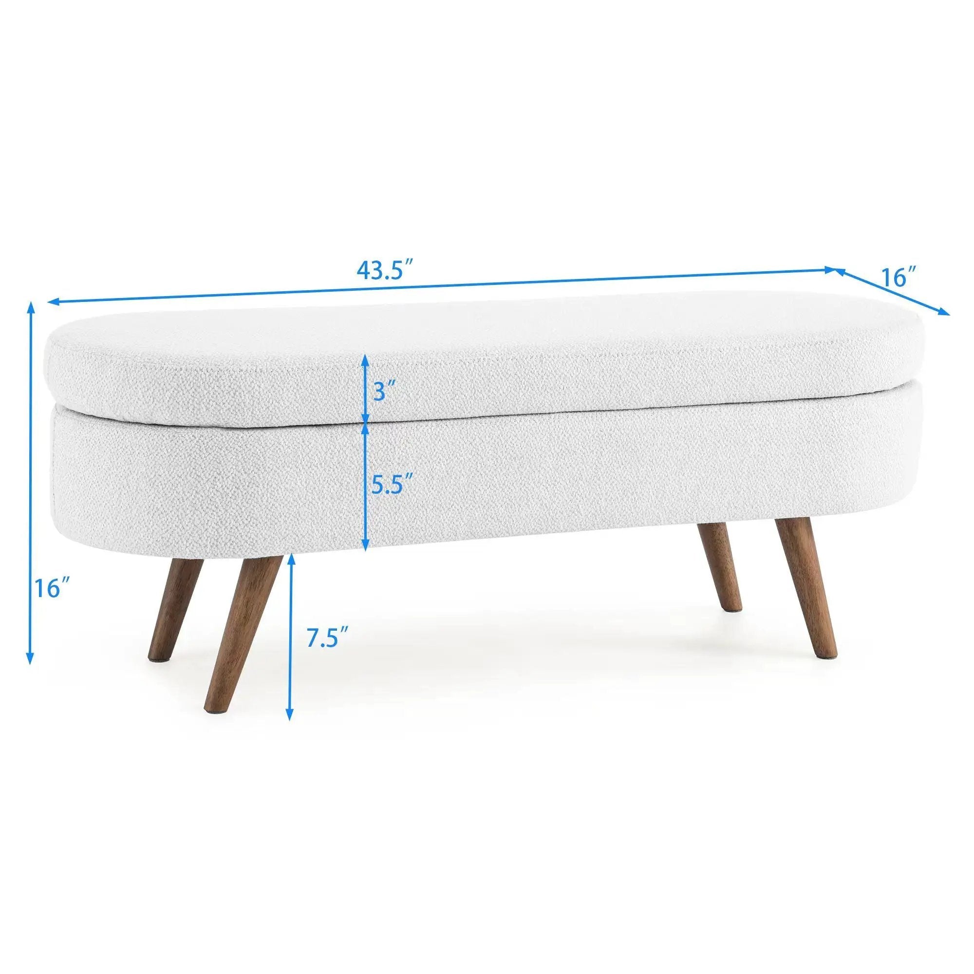 Ottoman Oval Storage Bench With Rubber Wood Legs by Unique Piece Furniture