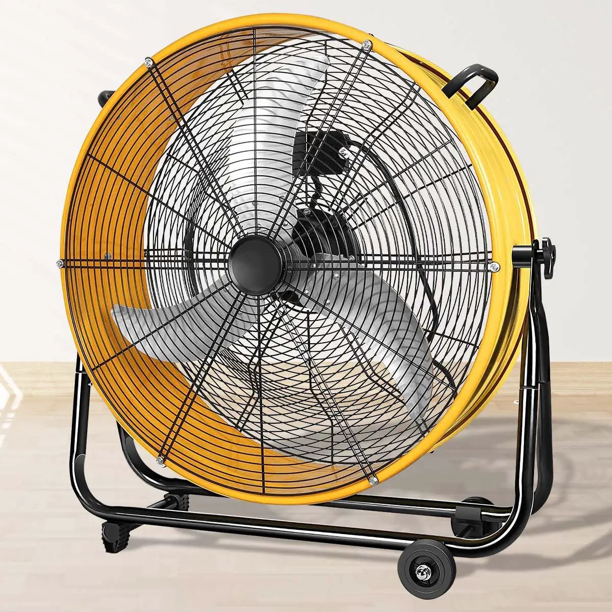 3 Speed Heavy Duty Metal Industrial Drum Fan, Air Circulation - Yellow by HouseOfZazla