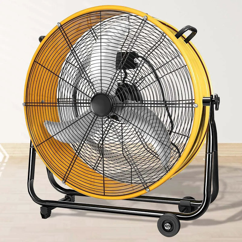 3 Speed Heavy Duty Metal Industrial Drum Fan, Air Circulation - Yellow by HouseOfZazla