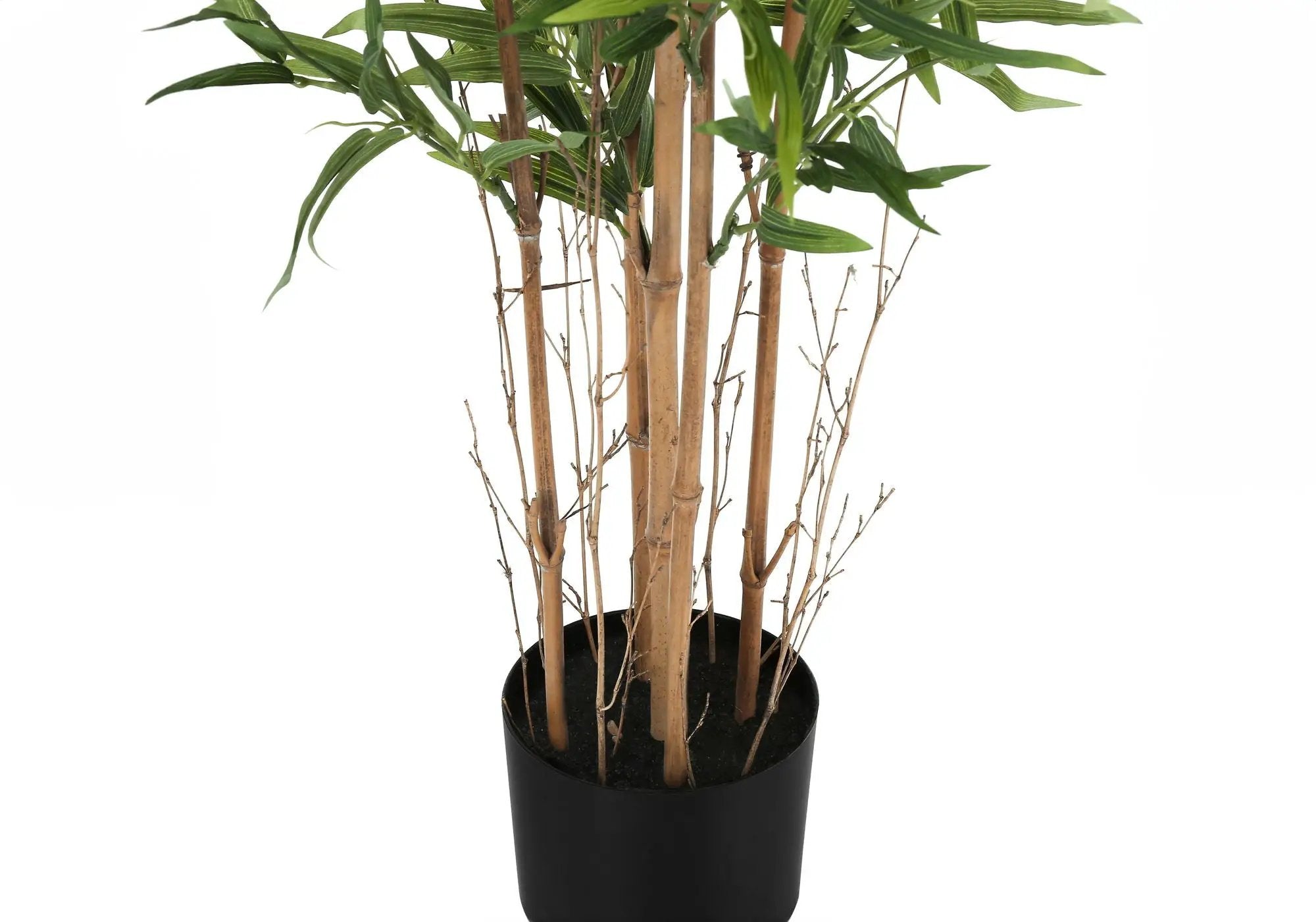50" Tall, Artificial Plant, Bamboo Tree, Indoor, Faux, Fake, Floor, Greenery, Potted, Decorative - Green / Black by Unique Piece Furniture