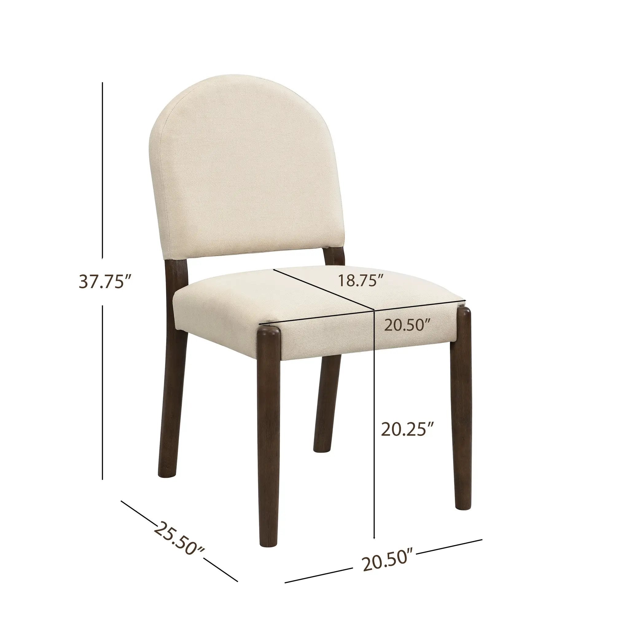 Dining Chairs with Back Mid Century Fabric Upholstered Armless - Set of 2 by HouseOfZazla