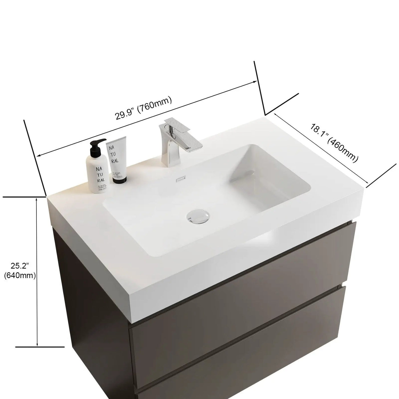 Alice - Bathroom Vanity With Sink, Large Storage Wall Mounted Floating Bathroom Vanity For Modern Bathroom, One-Piece Sink Basin Without Drain And Faucet by HouseOfZazla