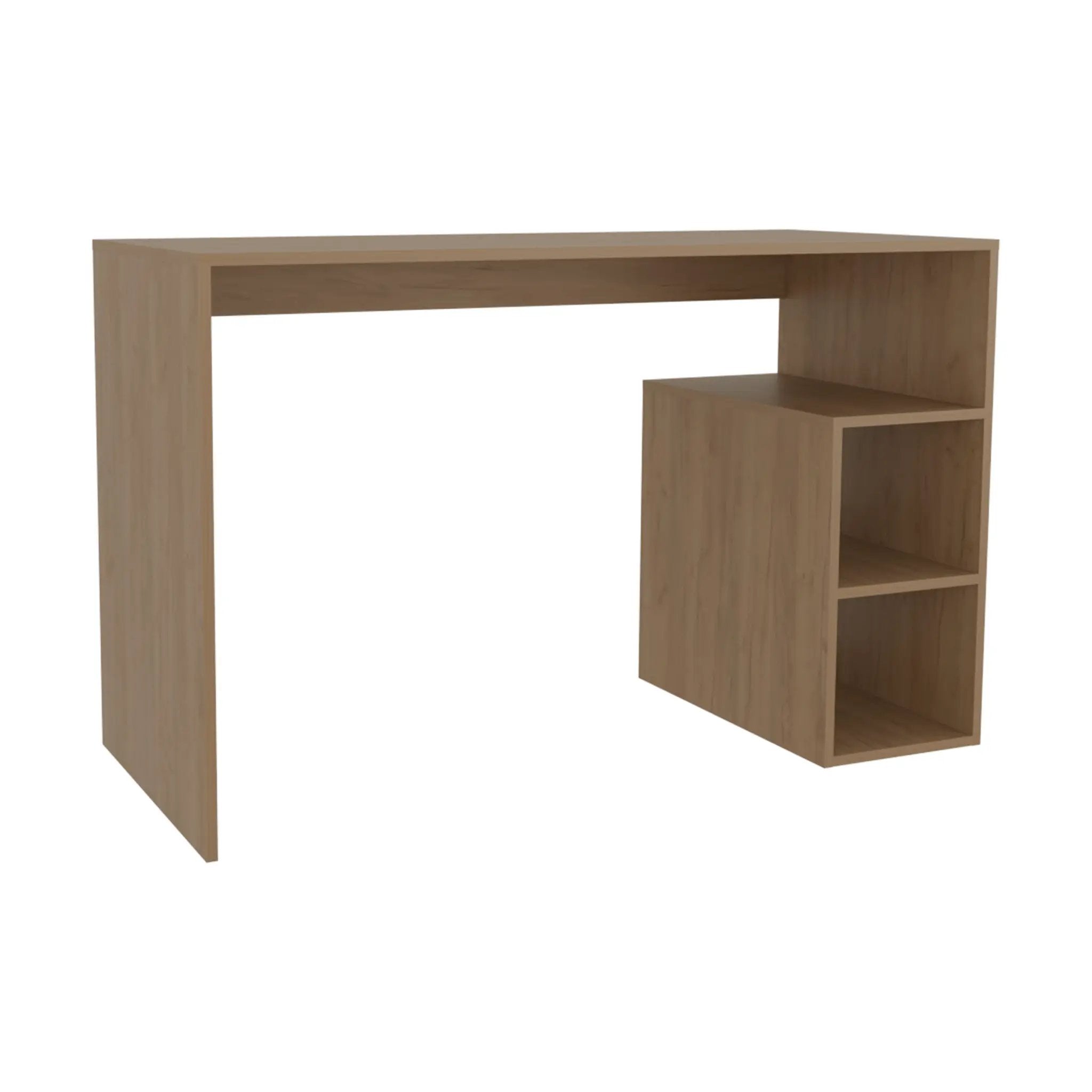 Solid 47' Natural Oak Wide Four Shelves Office Desk by BLAKHOM