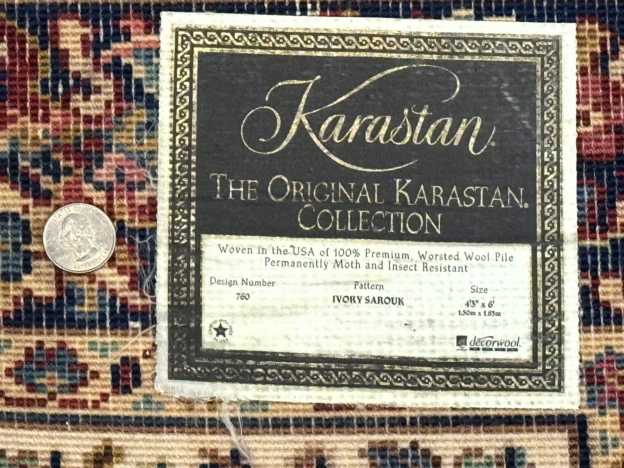 4x6 Karastan Rug Ivory Sarouk #760, Wool Vintage Original 700 Series by Jewel Rugs