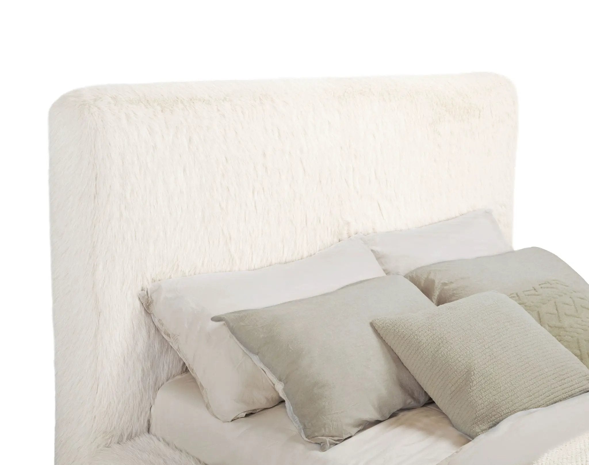 Rebecca Faux Fur Upholstered Queen Bed Cream by Unique Piece Furniture