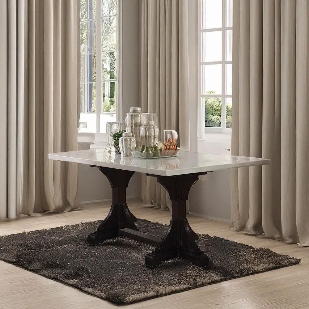 Gerardo - 30" Dining Table - White Marble Top & Weathered Espresso by Unique Piece Furniture