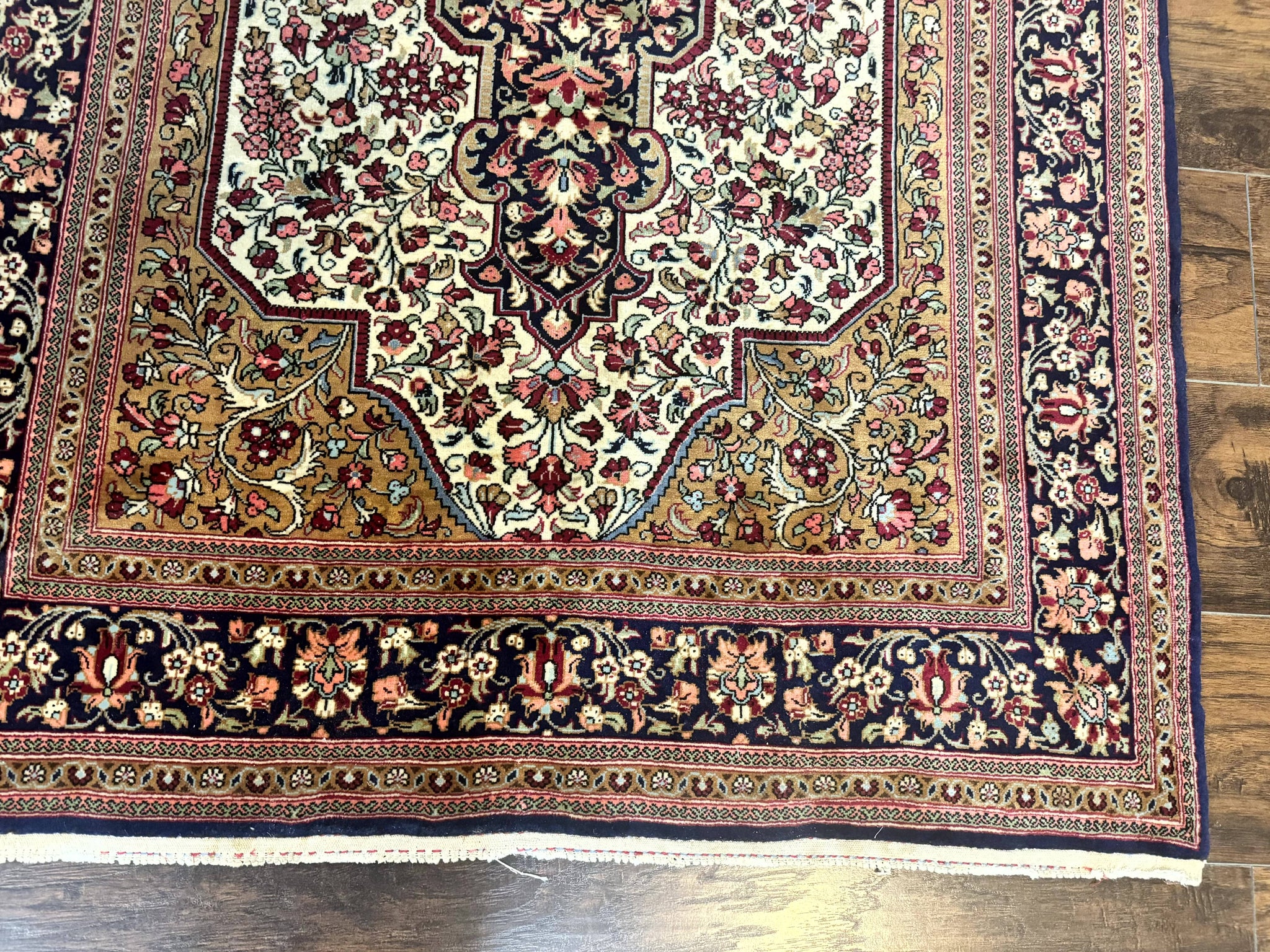 Persian Qum Rug 3.6 x 5, Kork Wool, Very Finely Hand Knotted 325 KPSI, Rare, Semi Antique by Jewel Rugs