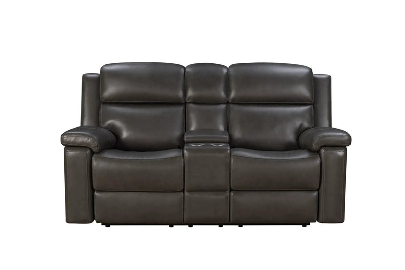 Leon - Power Console Loveseat Recliner With Power Headrest, Power Lumbar, Heat And Massage - Smokey Gray by Unique Piece Furniture