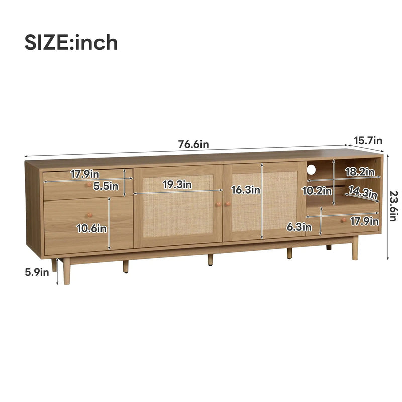 TV Stand With Doors - Natural by HouseOfZazla
