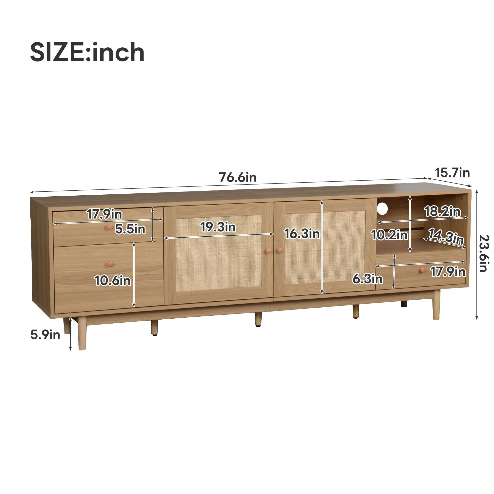 TV Stand With Doors - Natural by Unique Piece Furniture
