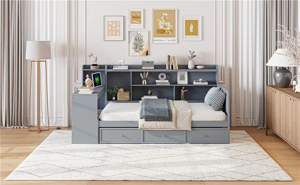 Daybed With 3 Drawers USB Ports And Desk by HouseOfZazla