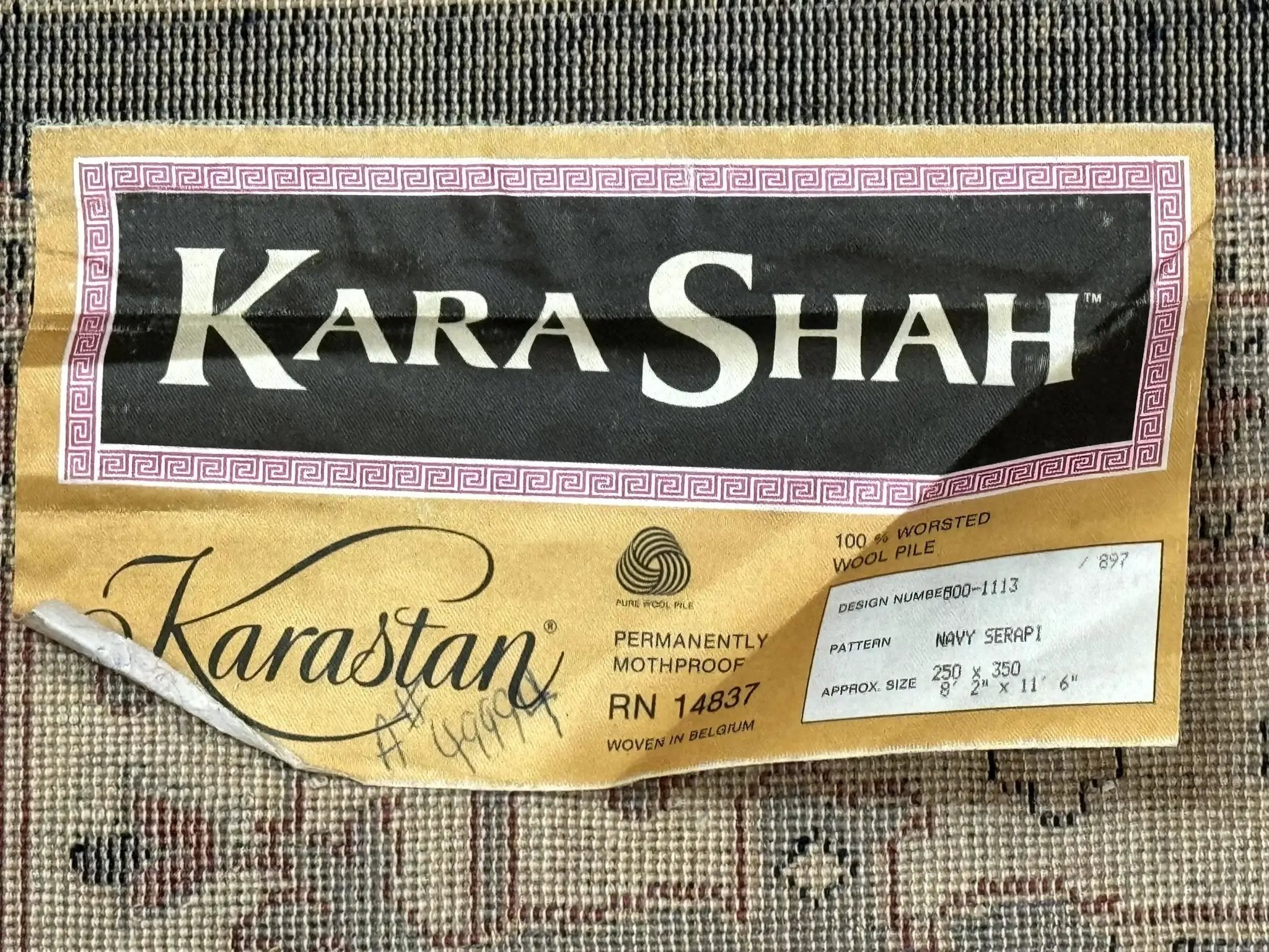 Karastan Rug 8x11 Navy Serapi, Kara Shah Rug, Navy Blue, Vintage Karastan Area Rug Wool Pile Karastan Rug by Jewel Rugs