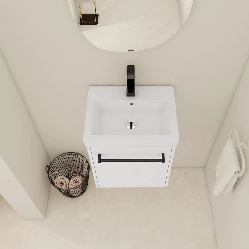 18" Floating Wall-Mounted Bathroom Vanity with Ceramic Sink by HouseOfZazla