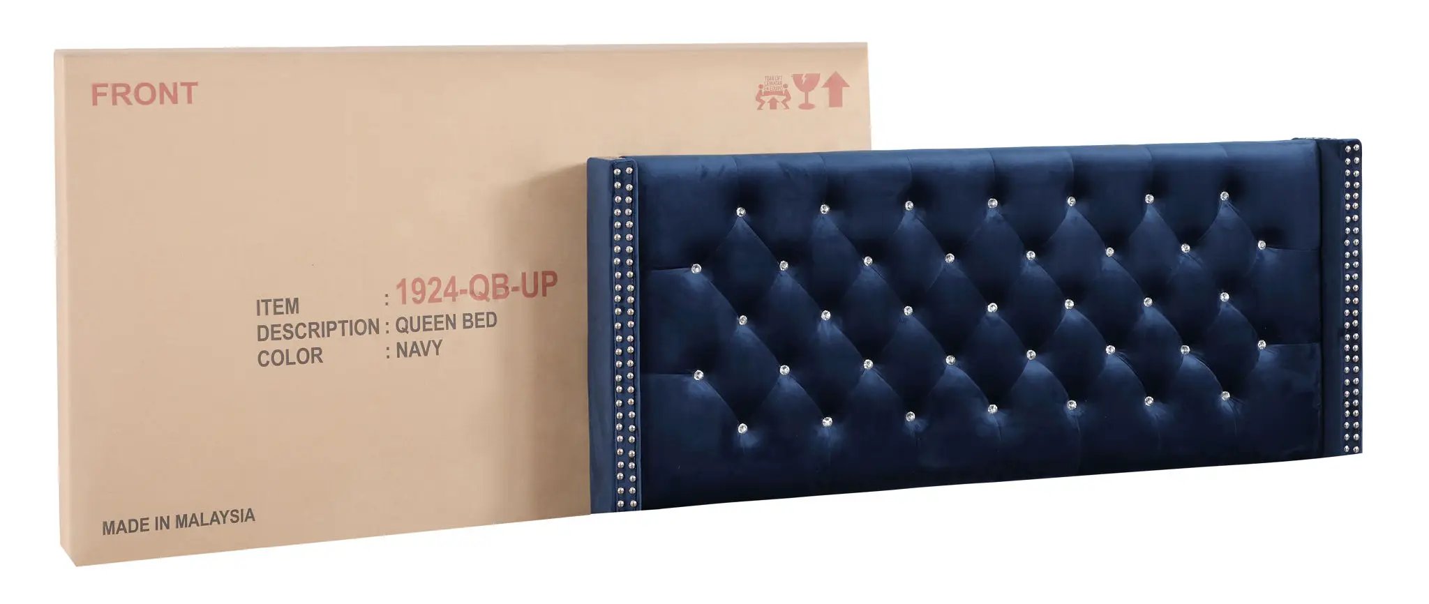 Upholstered Nailhead Trim Chic Bed by Unique Piece Furniture