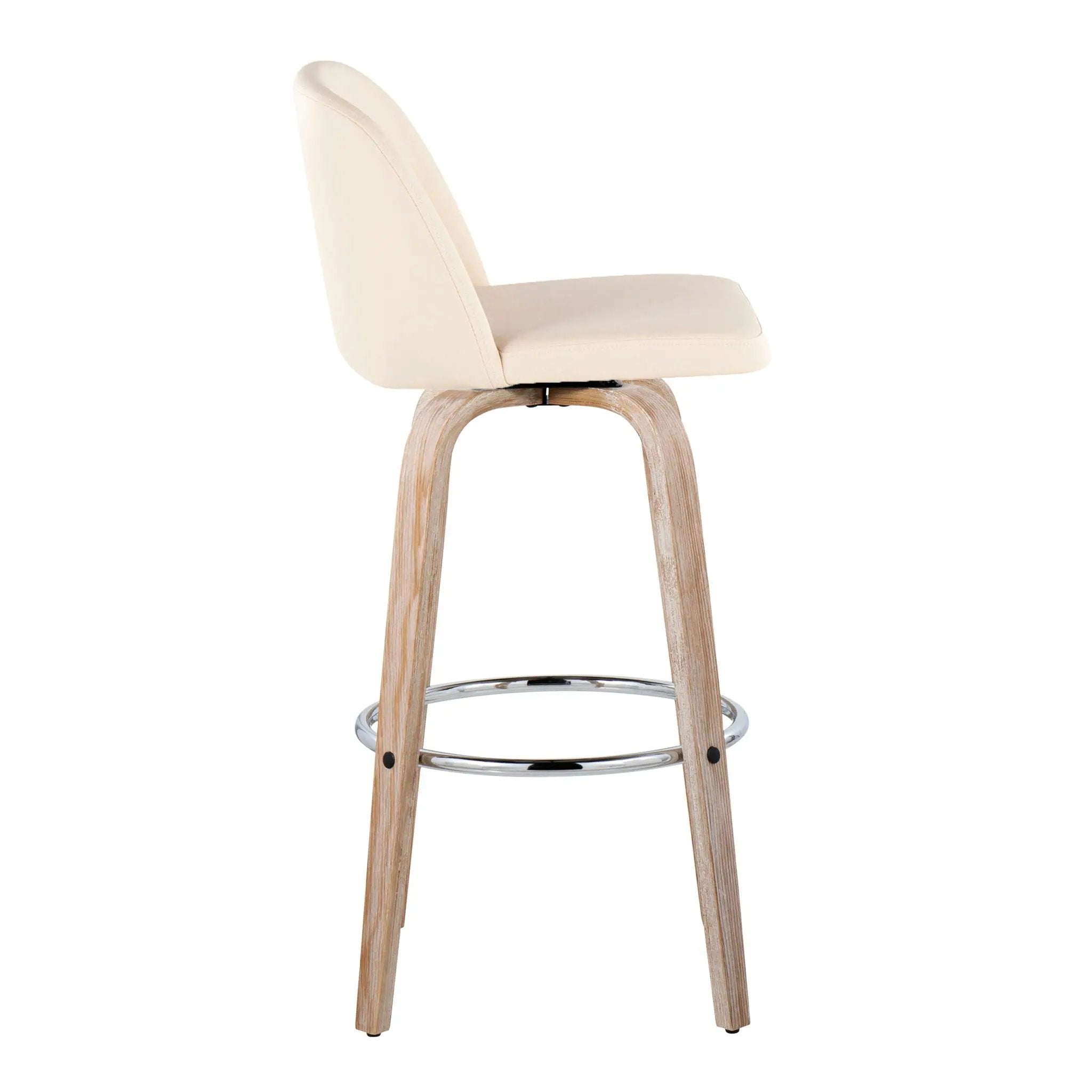 Toriano - Contemporary Fixed Height Barstool With Swivel & Round Footrest (Set of 2) by HouseOfZazla