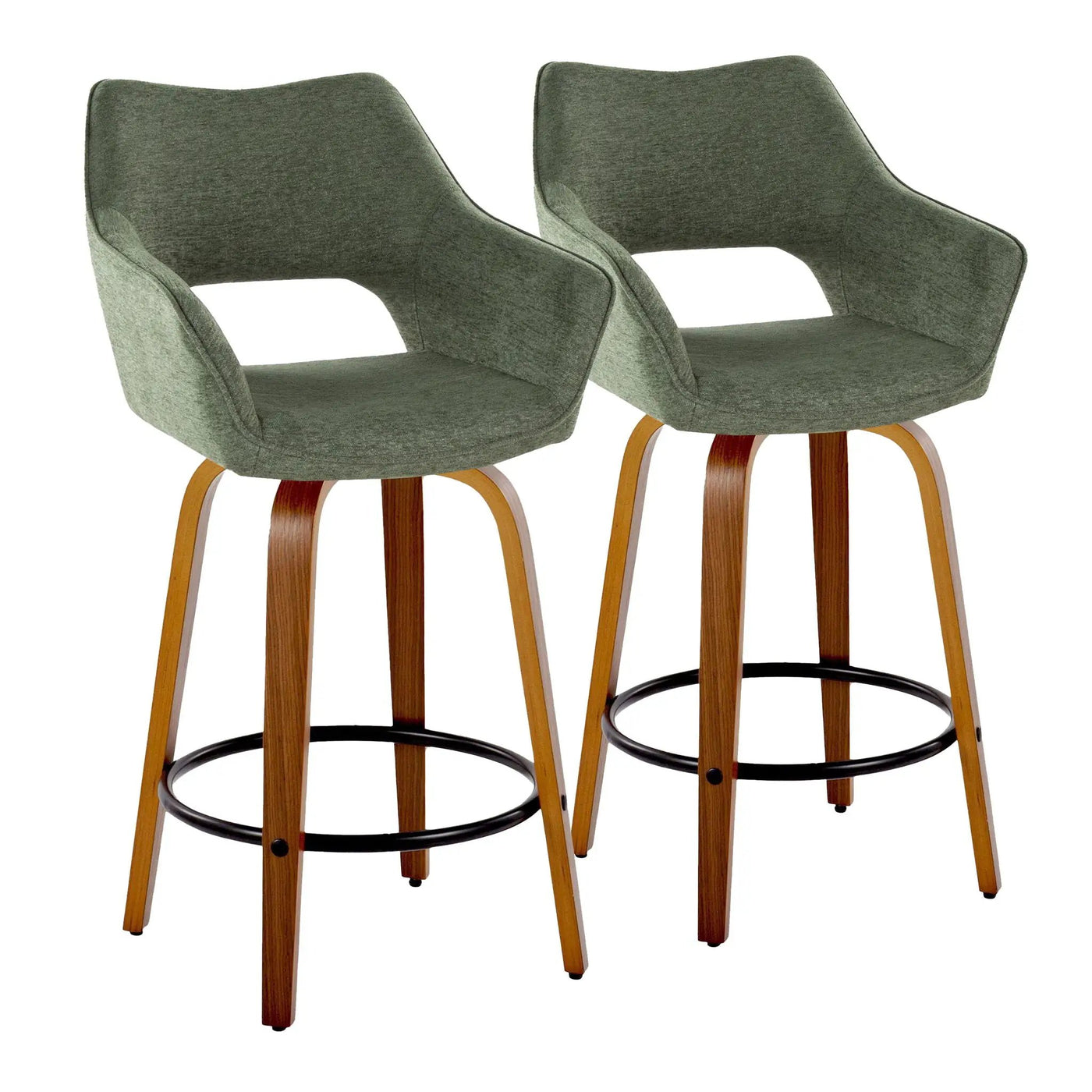Mustang - Contemporary Fixed Height Counter Stool With Swivel With Round Footrest (Set of 2) by HouseOfZazla