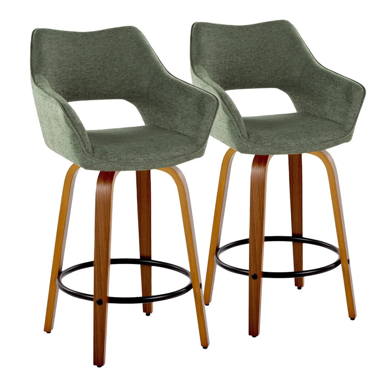 Mustang - Contemporary Fixed Height Counter Stool With Swivel With Round Footrest (Set of 2) by Unique Piece Furniture