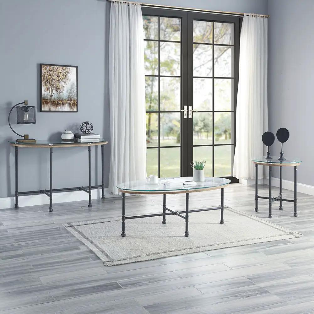 Brantley - Sofa Table - Clear Glass & Sandy Gray by Unique Piece Furniture