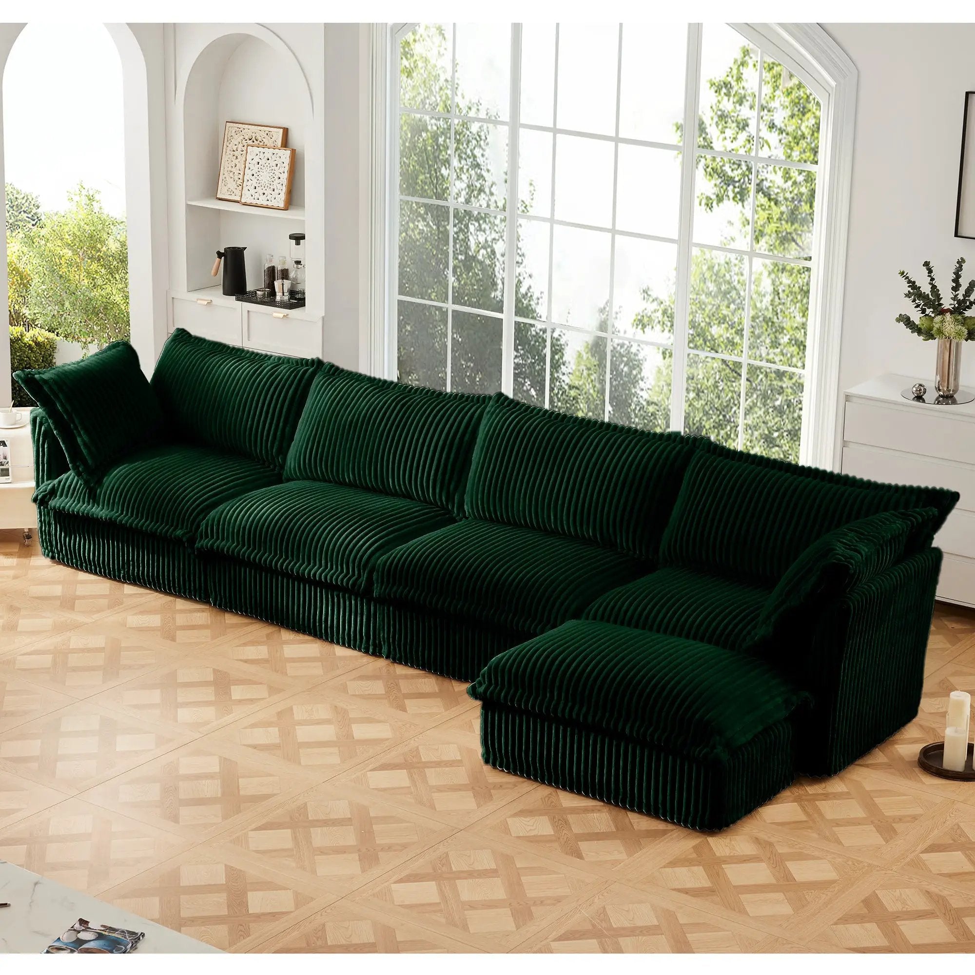 Slipcovered L Shape Sectional Long Sofa Couch by HouseOfZazla