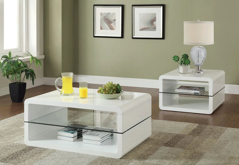 Elana 2-piece Coffee and End Table Set White High Gloss by Unique Piece Furniture