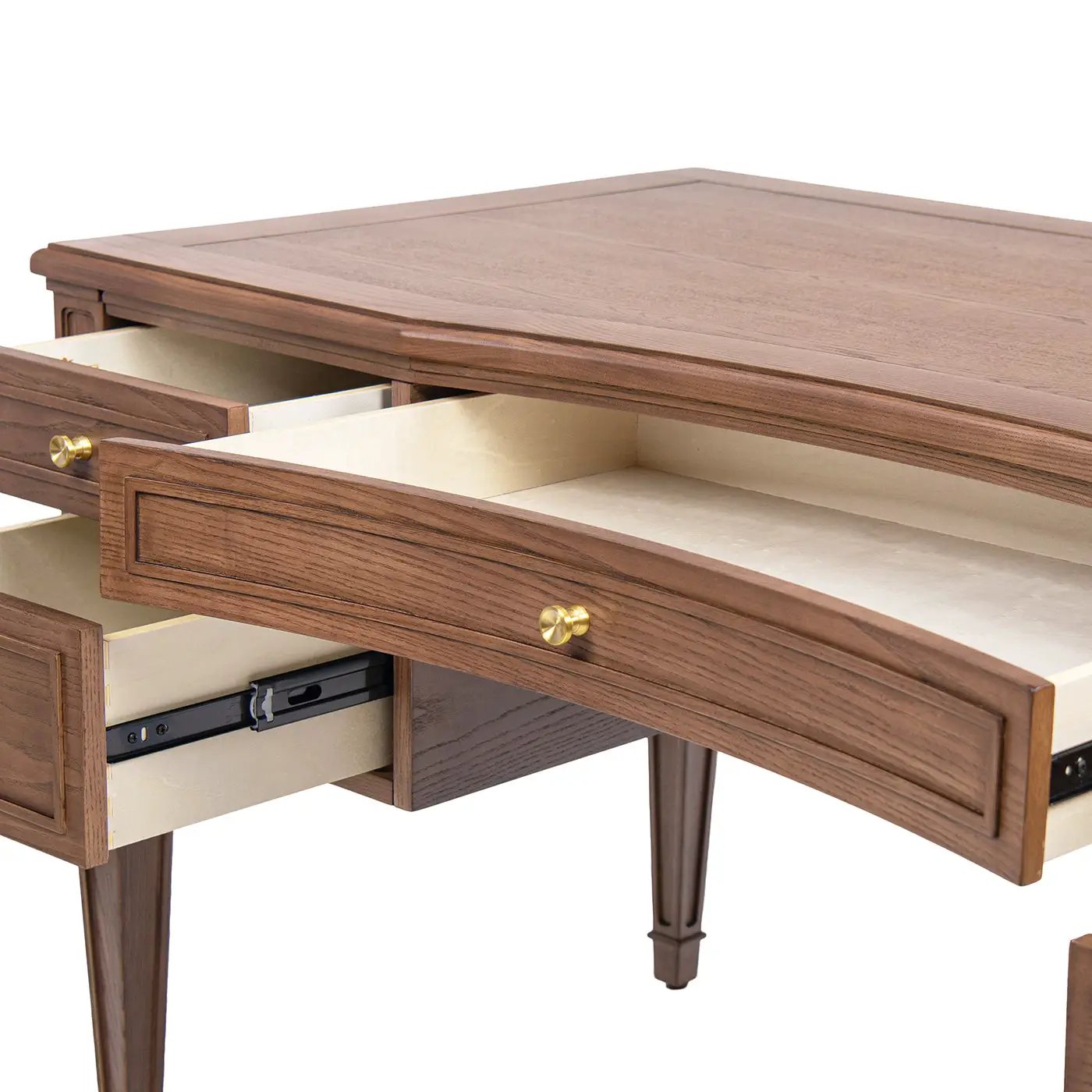 Dauphin Gold Accent 5-Drawer Wood Executive Desk Brown Ash Wood & Veneer by HouseOfZazla