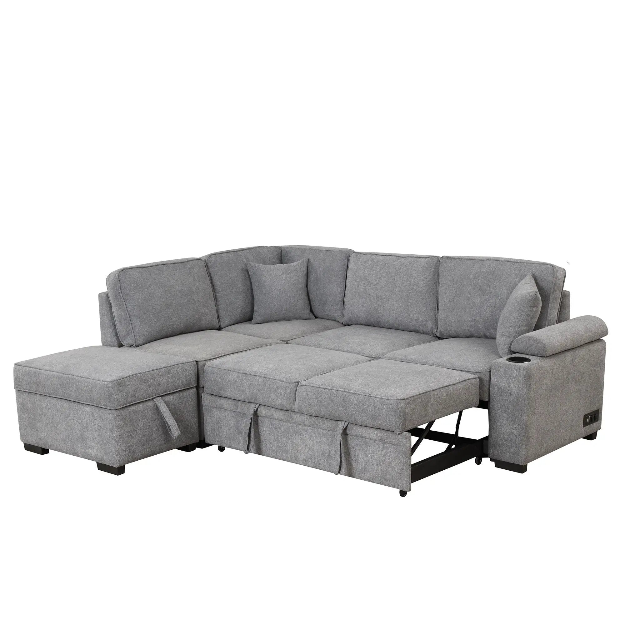 Sleeper Sofa Bed, 2 In 1 Pull Out Sofa Bed L Shape Couch With Storage Ottoman For Living Room, Bedroom Couch And Small Apartment by HouseOfZazla