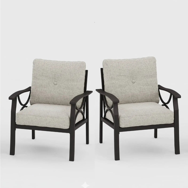 All-Weather Armchairs With Cushions, Modern Sculptural Design (Set of 2) by HouseOfZazla