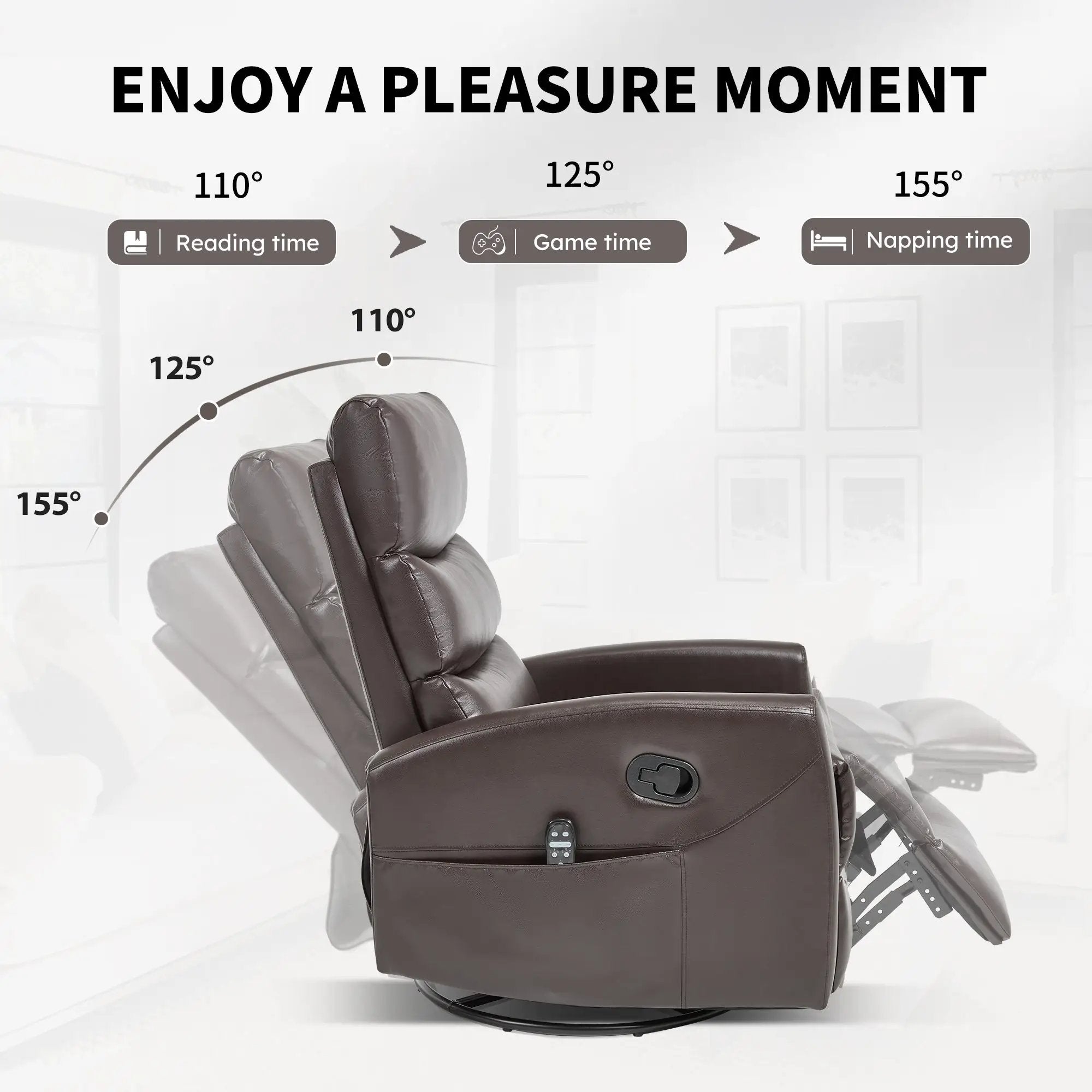 Heat Massage Manual Recliner Chair with Rocker and Swivel by HouseOfZazla
