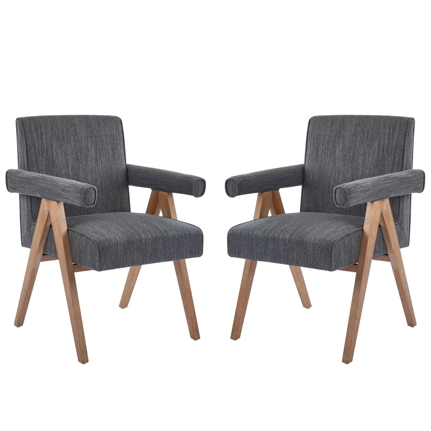 Contemporary Poppy Fabric Dining Armchair With Rubberwood Legs by HouseOfZazla