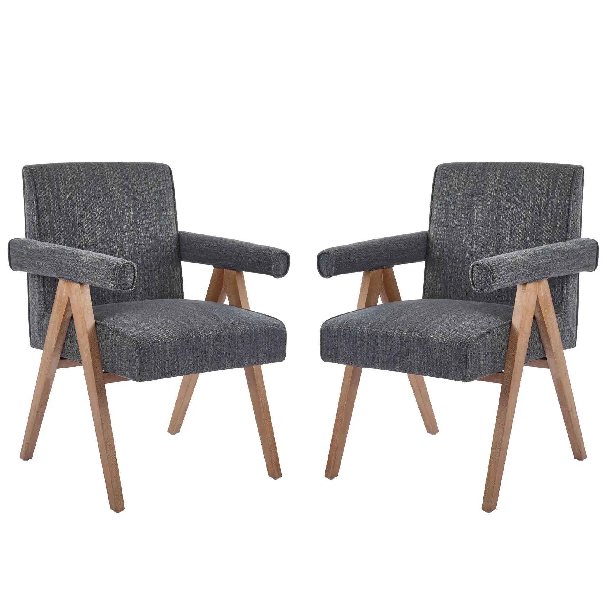 Contemporary Poppy Fabric Dining Armchair With Rubberwood Legs by HouseOfZazla