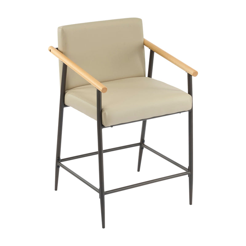 Mid Century Modern Counter Stool Set with Espresso Metal Frame - Khaki by HouseOfZazla