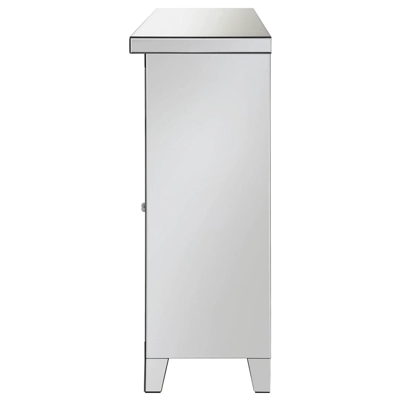 Melinda 2-door LED Mirrored Wine Storage Bar Cabinet Silver by Unique Piece Furniture