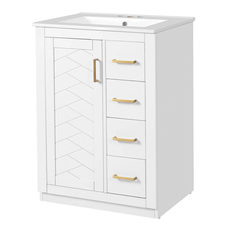 Modern Bathroom Vanity With 1 Door and 3 Drawers by HouseOfZazla